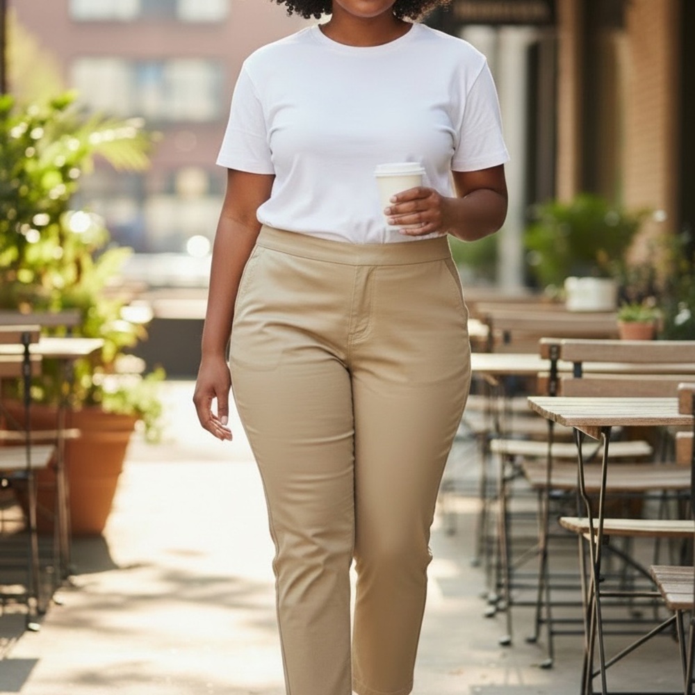 GAP Women's Beige Cropped Straight Leg Pants